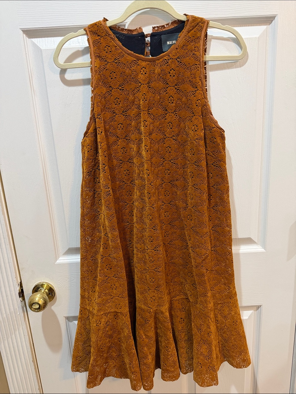 Maeve Anthropologie Burnt Orange Lace Tank Dress